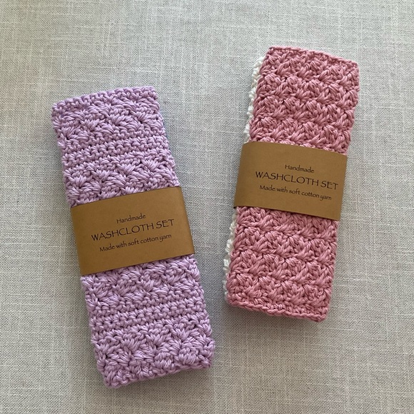 Hand Crocheted Cotton Washcloth Set 🛁 - Picture 1 of 4